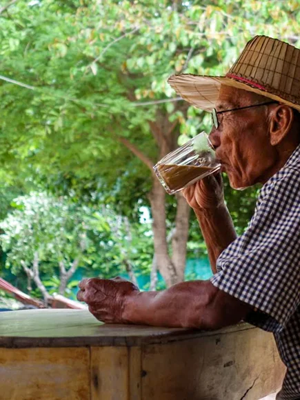 Cambodia guide drinking tea